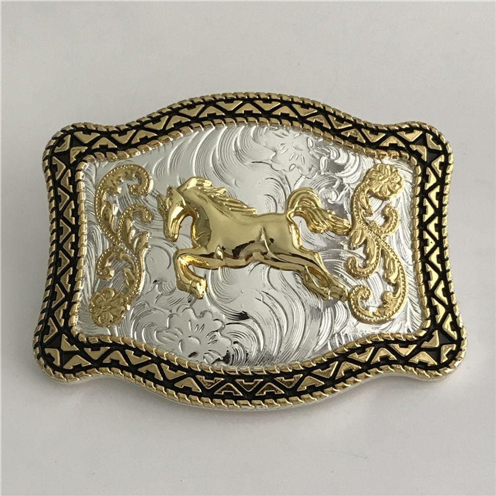 Fivela de cinto de luxo Golden Horse Cowboy Fivela Masculina