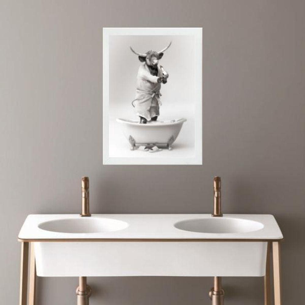 Quadro Banheiro Coleção Animais - Boi 45X34Cm