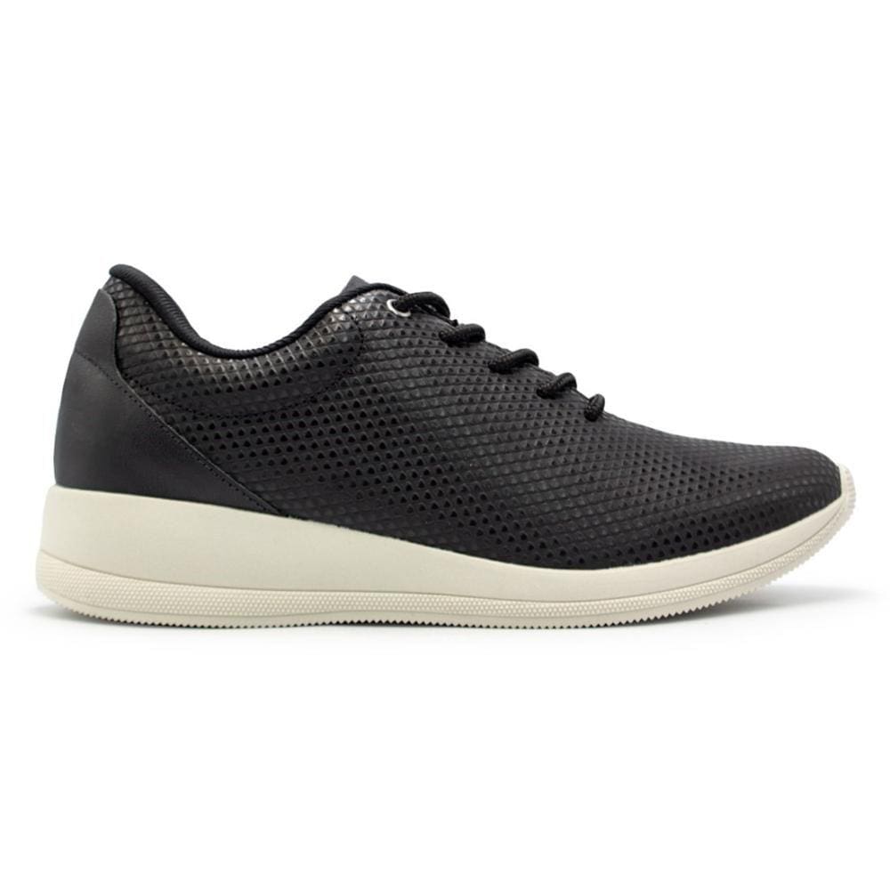 Tênis Usaflex Feminino Básico Em Couro Detalhe Textura AJ1206