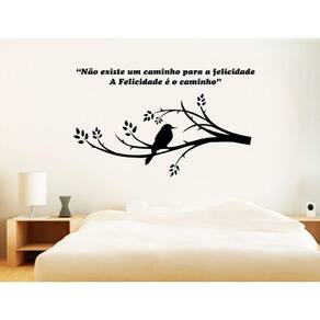 Adesivo Decorativo De Pássaro No Galho Da Arvore E Frase