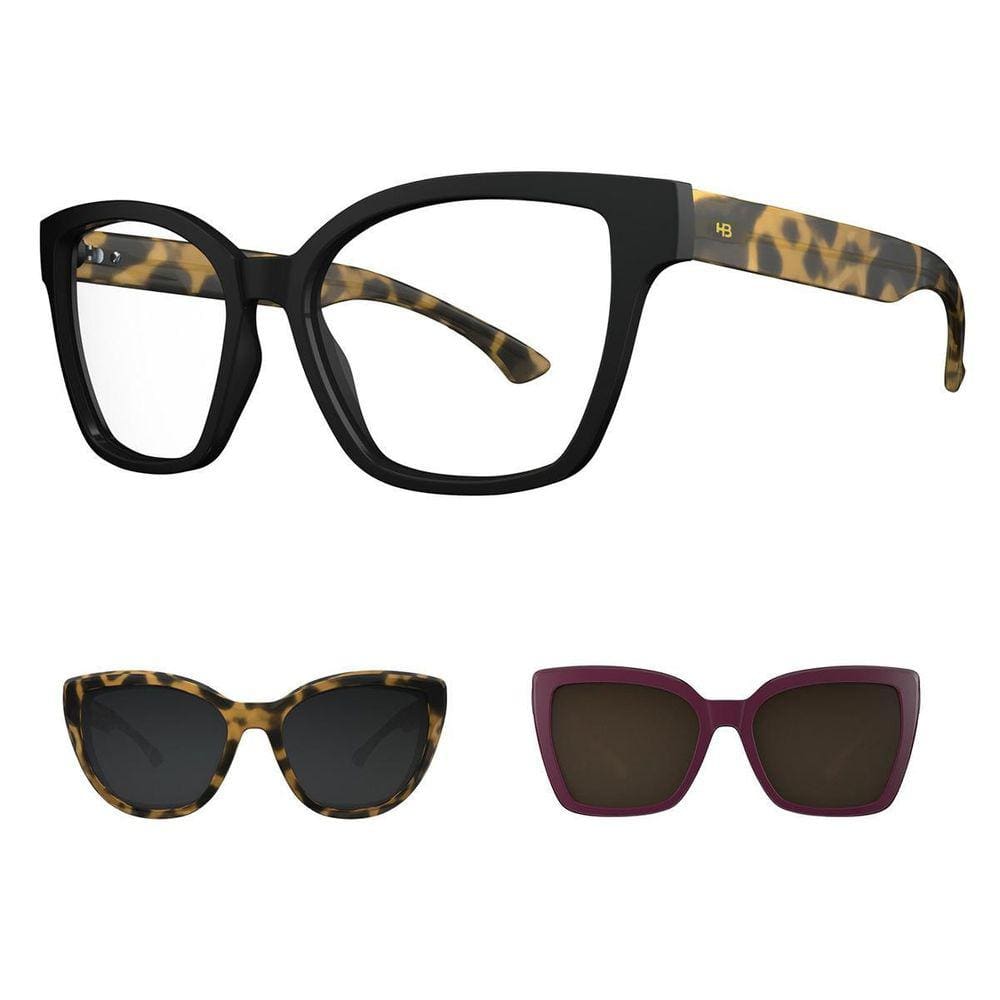 Armação Feminina Clip On Hb 0403 Black Shine Havana Matte
