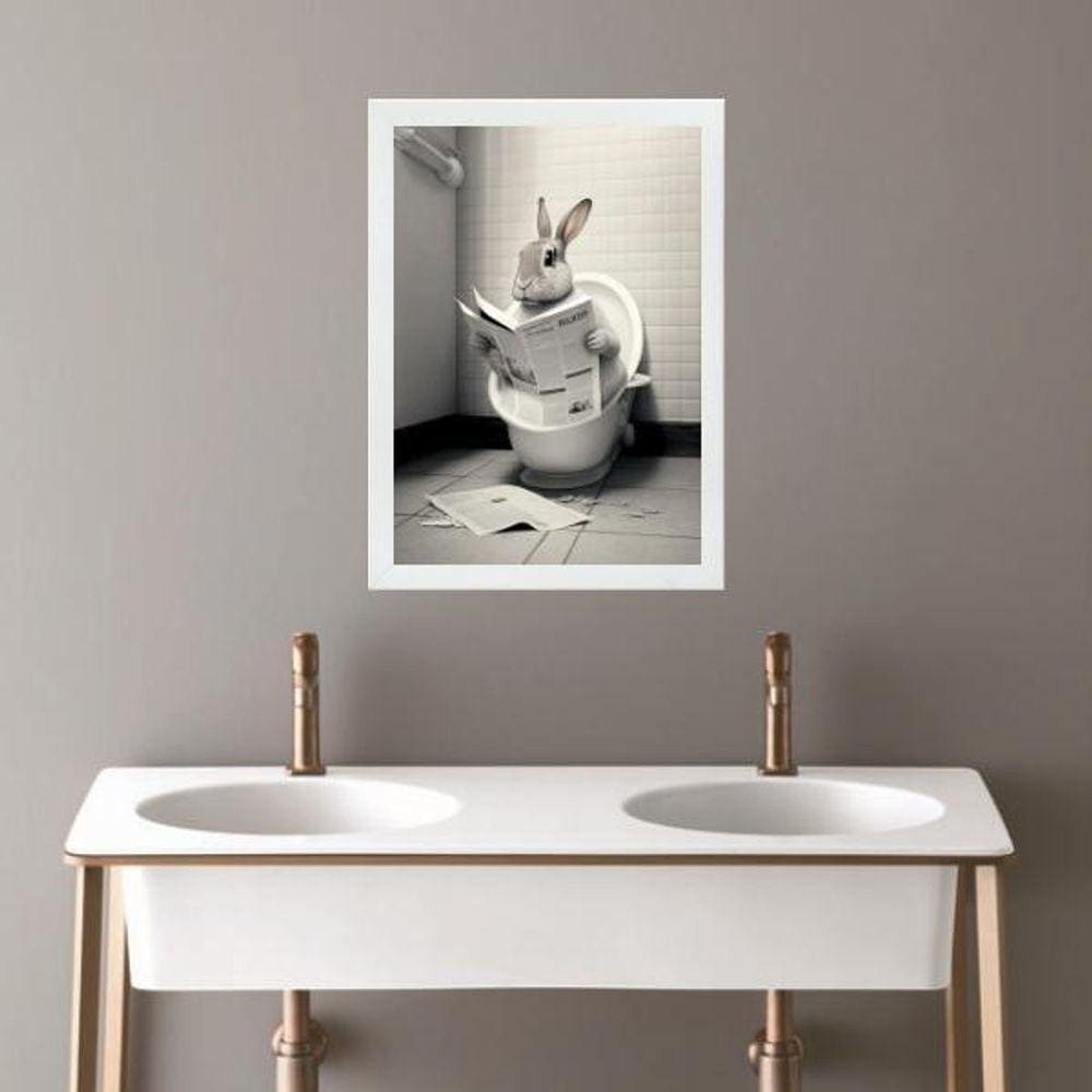 Quadro Banheiro Coleção Animais - Coelho 45X34Cm