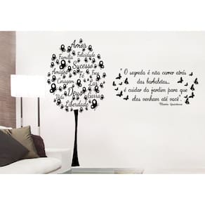 Adesivo Decorativo De Parede Árvore De Borboleta E Frases