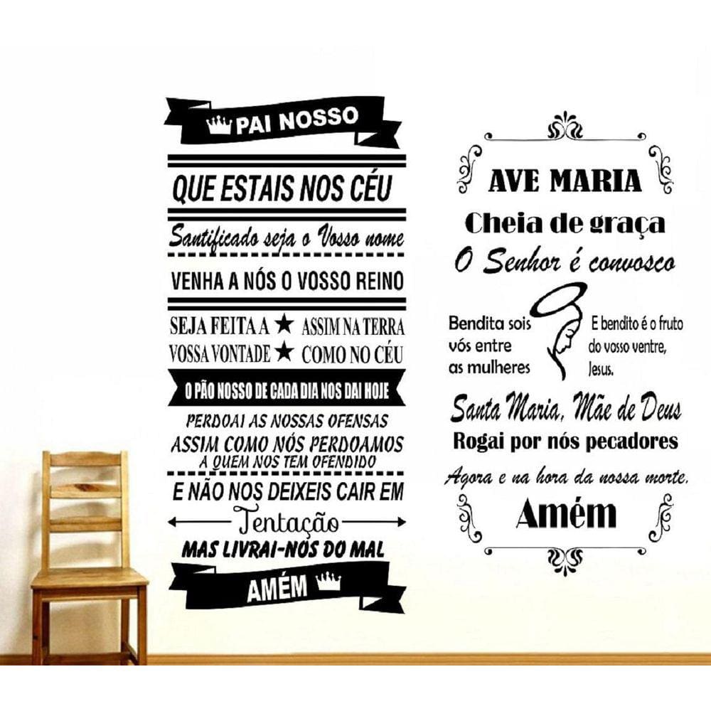 Adesivo Decorativo De Parede 2 Oração Pai Nosso E Ave Maria