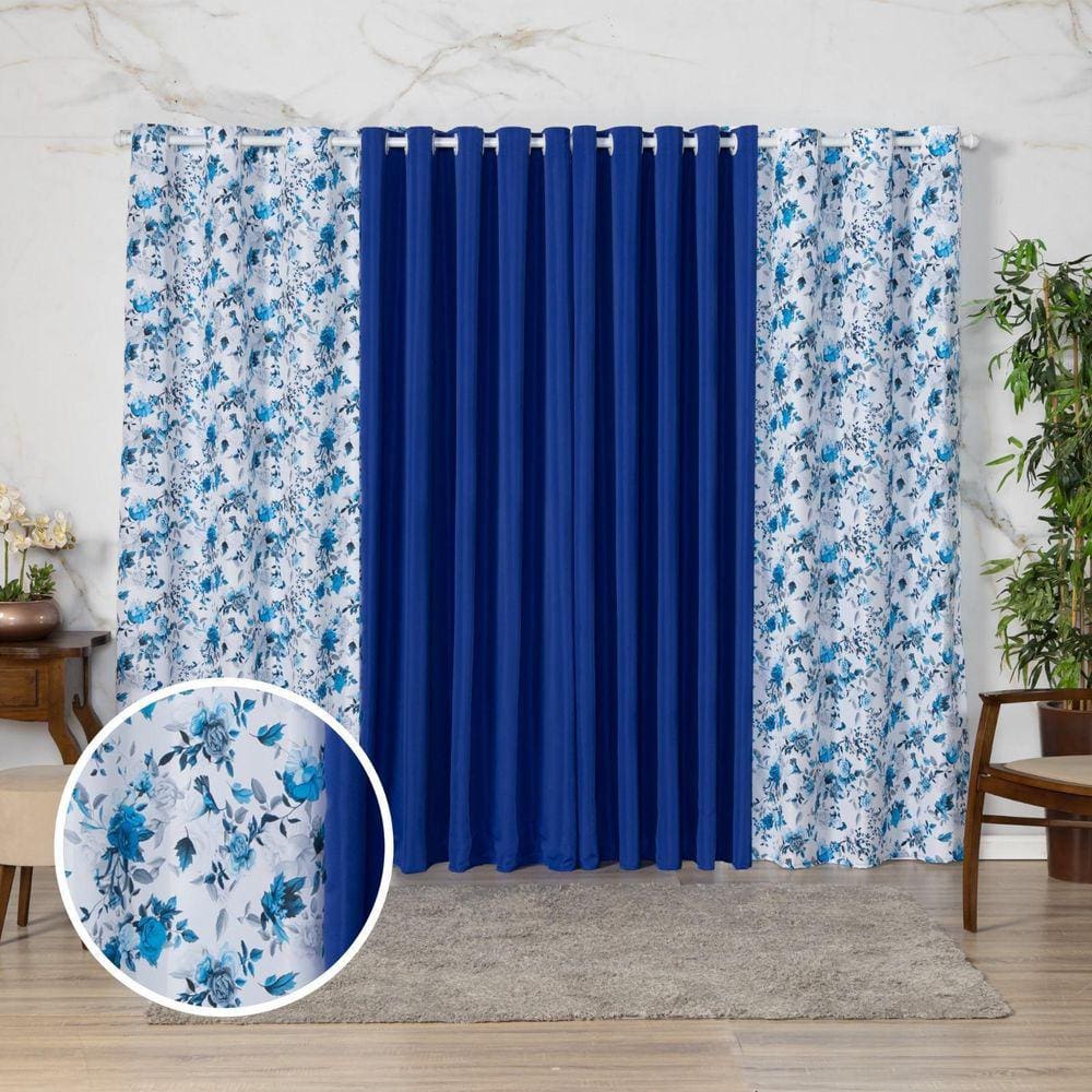 Cortina Floratta Decoração De Sala, Cozinha, 3,00M X 2,20M