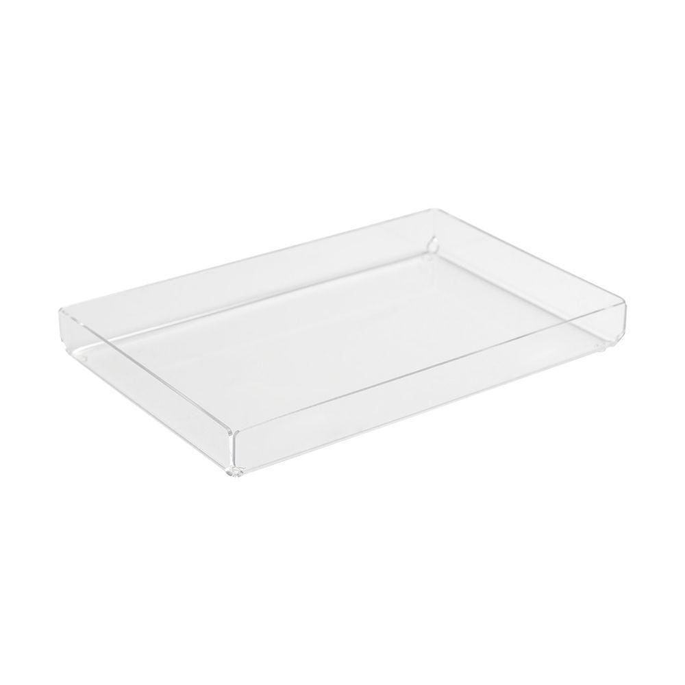 Bandeja De Acrílico Hara Transparente Dobrada Baixa 35x24 Cm