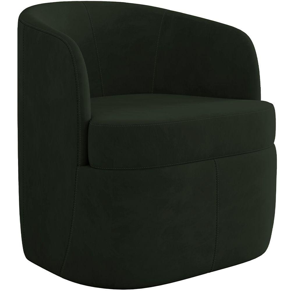 Poltrona Decorativa Giratória Para Sala de Estar Siena K01 Veludo Verde - Lyam Decor