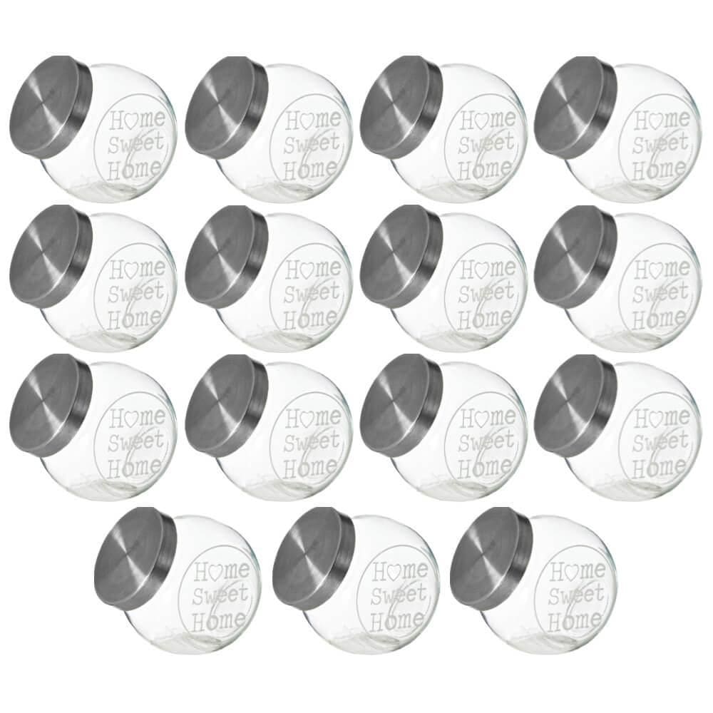 Potes Baleiros Vidro Tampa Home Sweet Home 700Ml 15 Peças