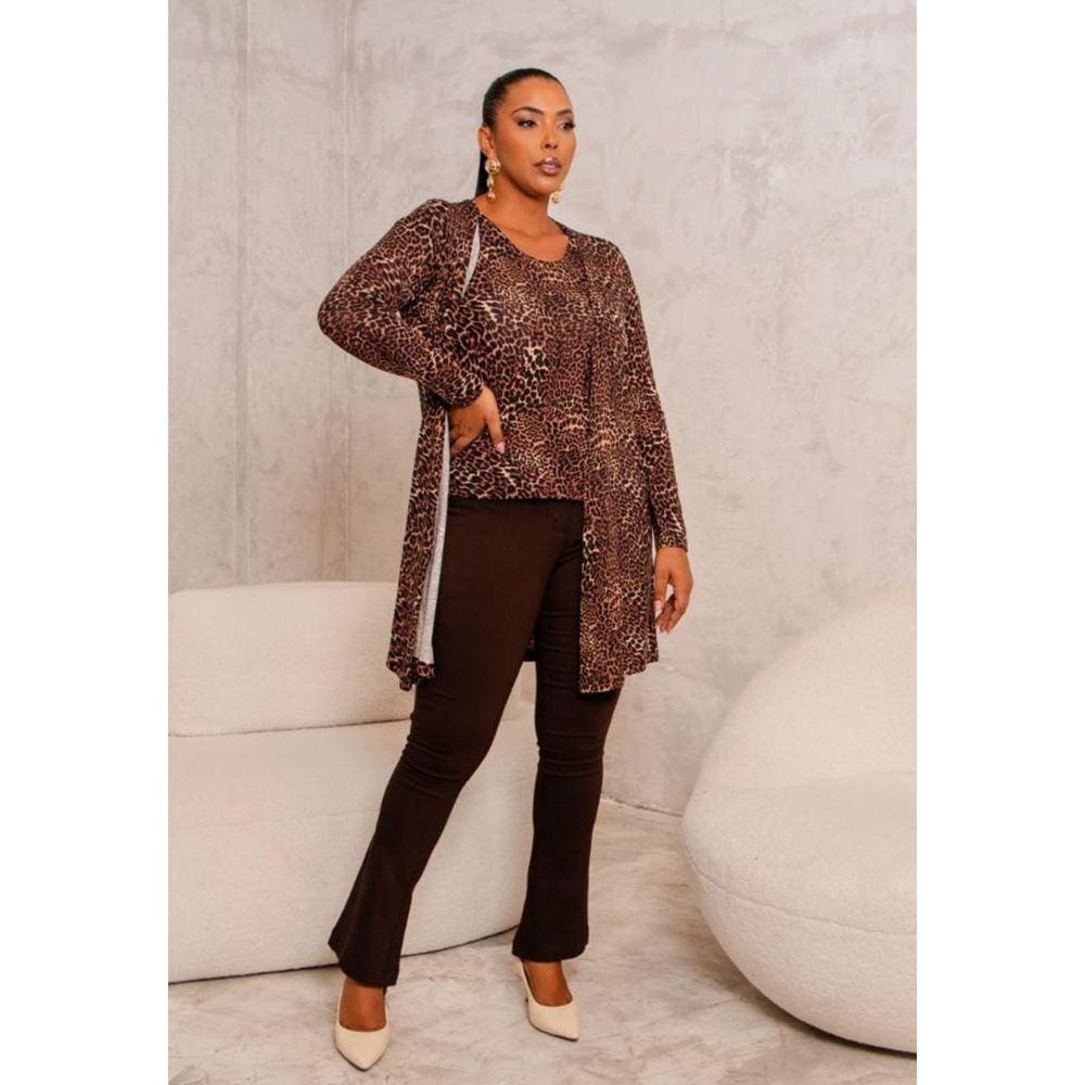 Cardigan Feminino Plus Size Oncinha