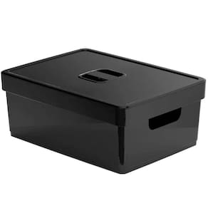 Organizador De Armário Grande Preta Com Tampa 35X26X14 Cm