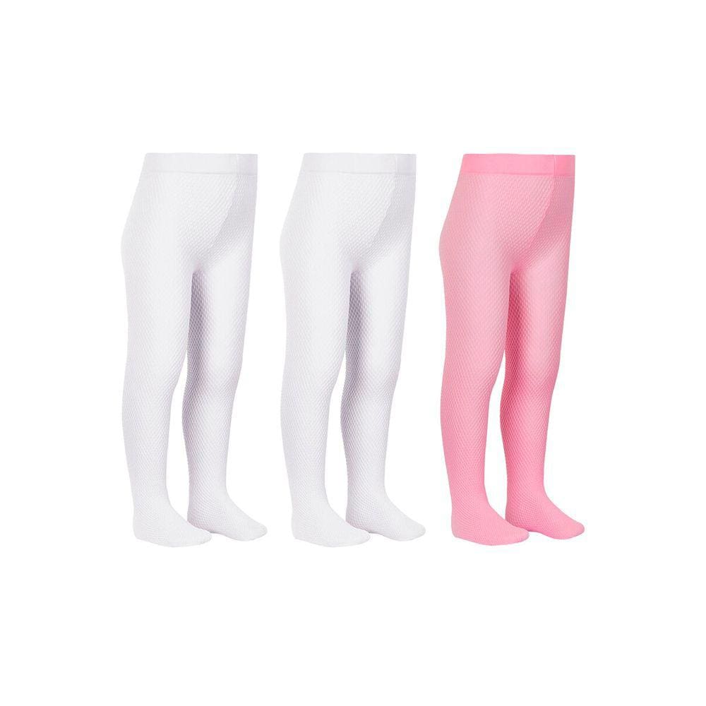 Kit com 3 Meias Calças Bebê Fio 70 Cute Lobinha 2554-001 Colorido