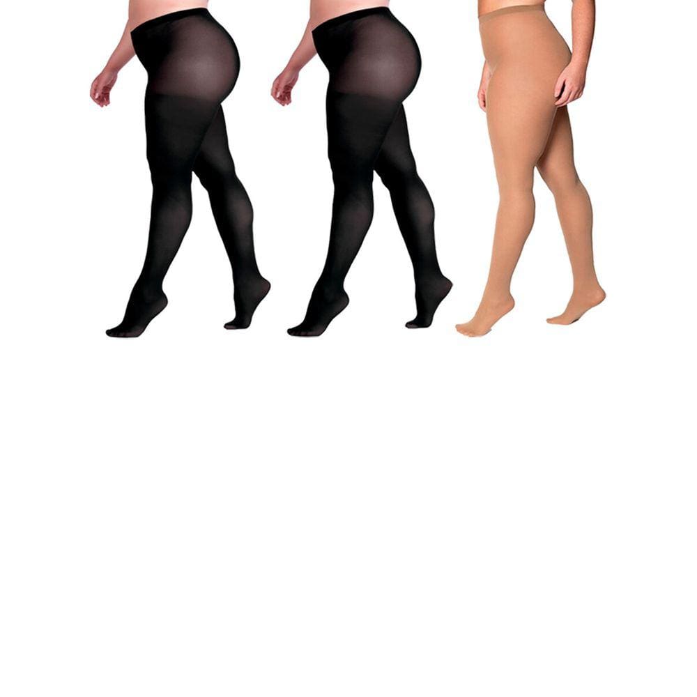 Kit com 3 Meias Calças Fio 40 Opaca Plus Size Loba 5837-001 Colorido
