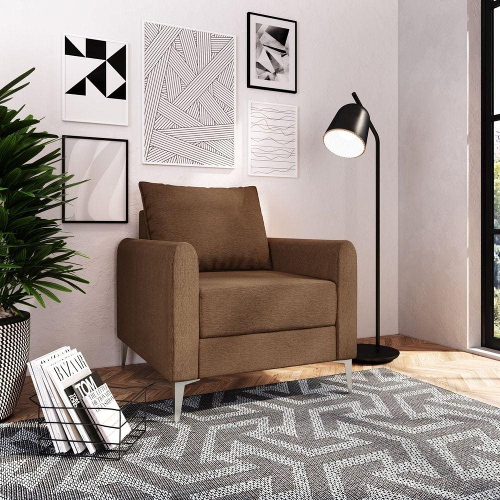 Poltrona para Sala de Estar Br 0,10 1 Ass 0,55 Davos Marrom