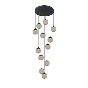 Pendente Moderno Preto 60Cm Pé Direito Alto Sala Escada Vidr