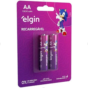 Pilha Alcalina Recarregável AA 2500 MAH com 2 unidades Elgin