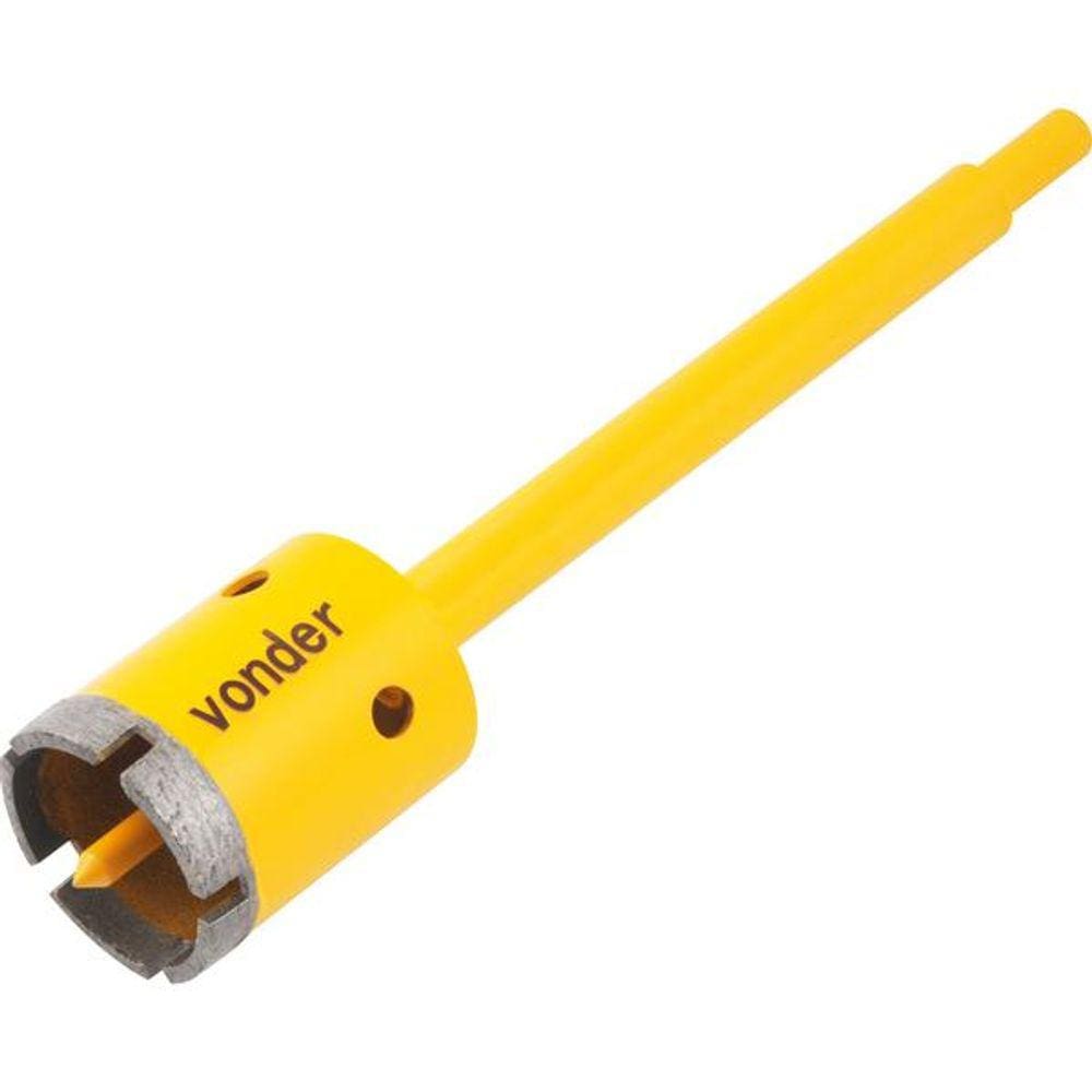 Serra copo diamantada 45mm com haste e pino guia  - Vonder