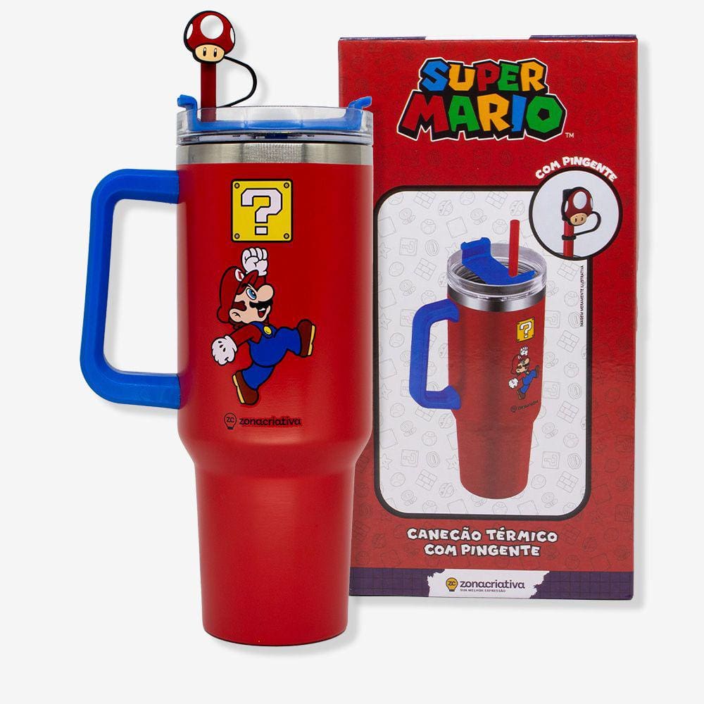 Canecao Tumbler C/ Pingente 1,15 Lt Super Mario - Z.Criativa