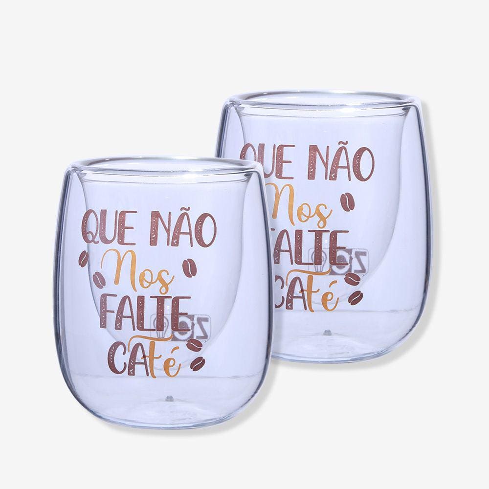 Kit C/ 2 Mini Copos 80 Ml Que Nao Nos Falte Cafe -Z.Criativa