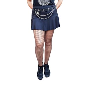 Kit Cinto Feminino Punk Rock com Ilhós e Corrente Dupla + Meia Calça Arrastão