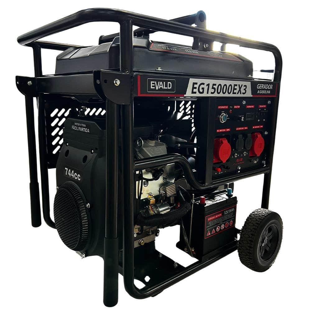 Gerador Gasolina Evald 17 KVA com AVR EG15000EX3 Trifásico 380V