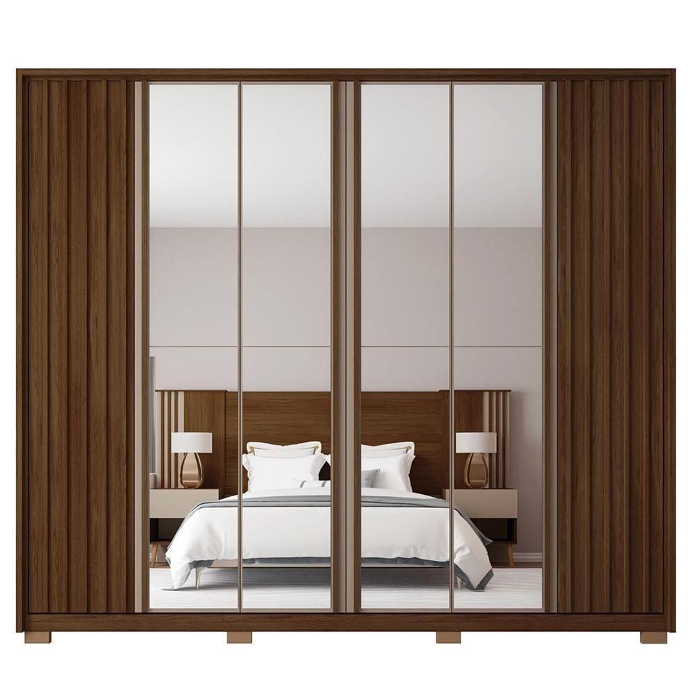 Guarda Roupa Casal 6 Portas 4 Espelhos Marrom Apollo