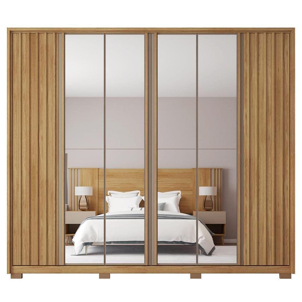 Guarda Roupa Casal Grande 6 Portas 4 Espelhos Marrom Apollo