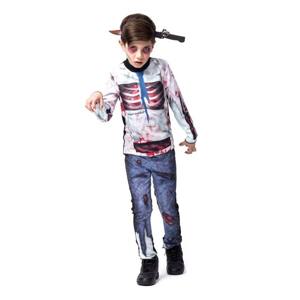 Fantasia de Zumbi Infantil Luxo C/ Tiara Faca