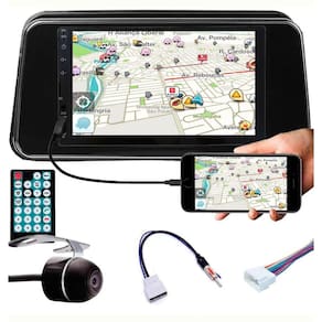 Multimídia Kicks PCD Espelhamento Bluetooth USB SD Card + Interface Volante + Moldura + Chicotes + Câmera Ré