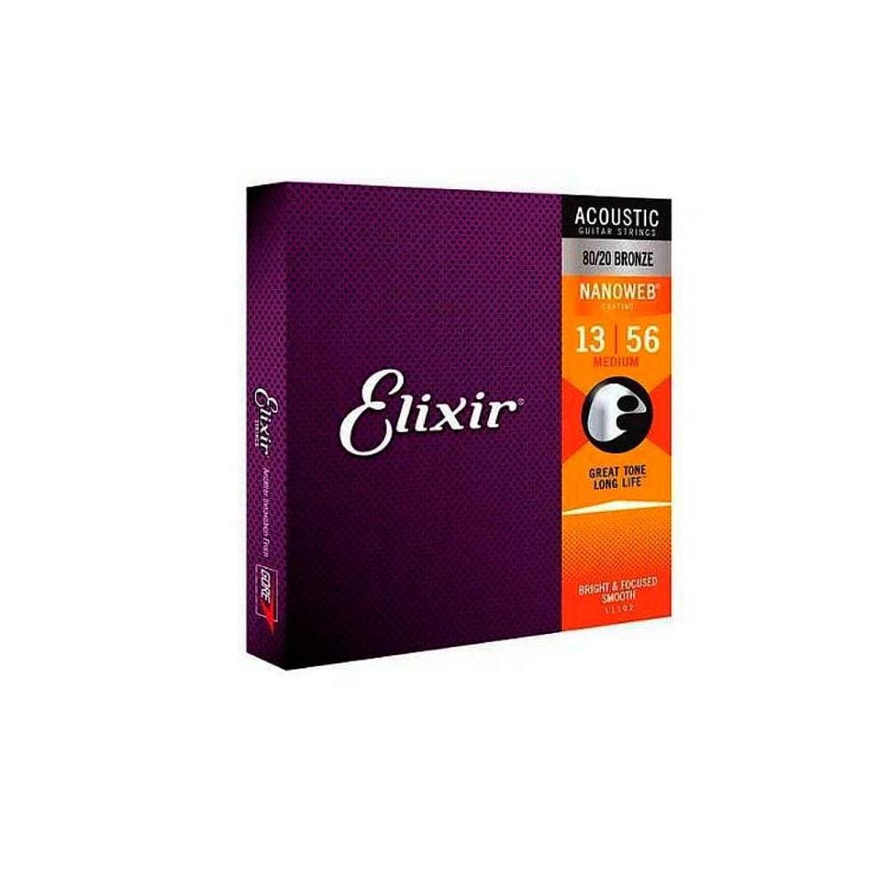 Corda .013 Medium Bronze 80/20 Para Violão Nanoweb Elixir [F108]