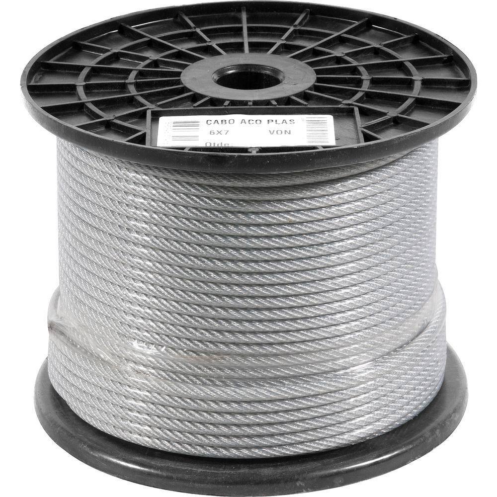 Cabo de Aço Plastificado AF 4,76mm 3/16” 6X7 c/ 100m Vonder