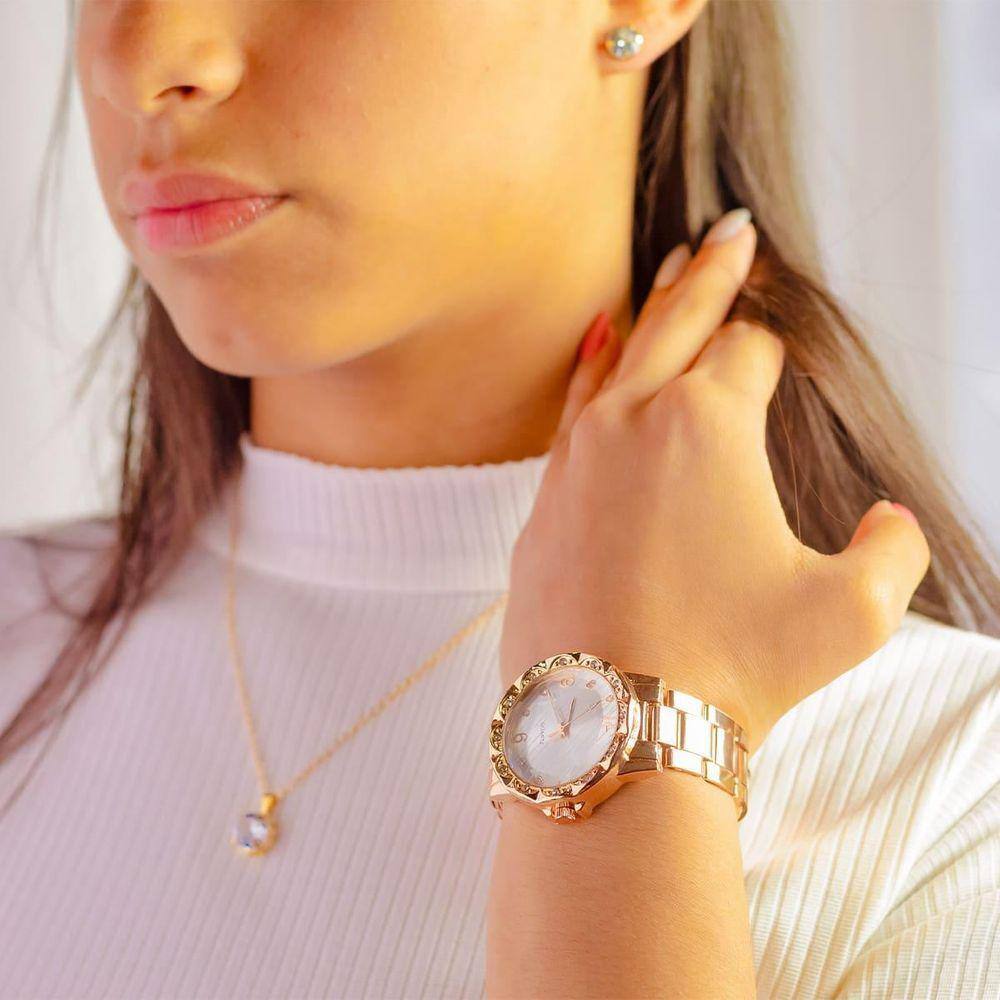 Relógio Feminino Rosa Com Analógico Quartz