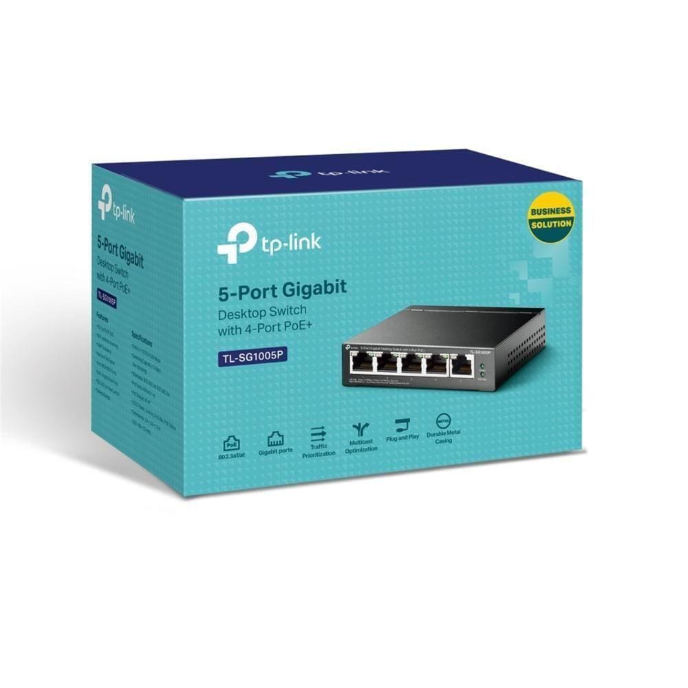 Switch Tp-link 5 Portas Gigabit 4 Portas Poe+ Tl-sg1005p