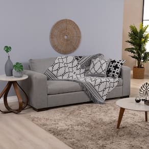 Kit Xale para Sofá com Franja Grécia Tecido Jacquard Acompanha Almofadas Cheias 5 Peças