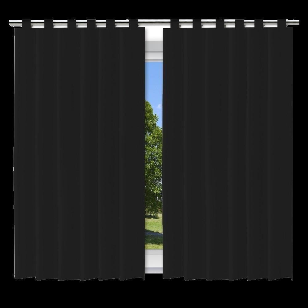 Cortina Blackout Preto 280X280Cm Com Alça Para Varão