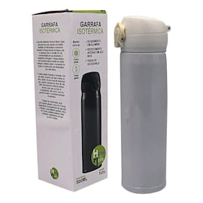 Garrafa De Água Térmica 500Ml Inox Trava De Segurança Branca