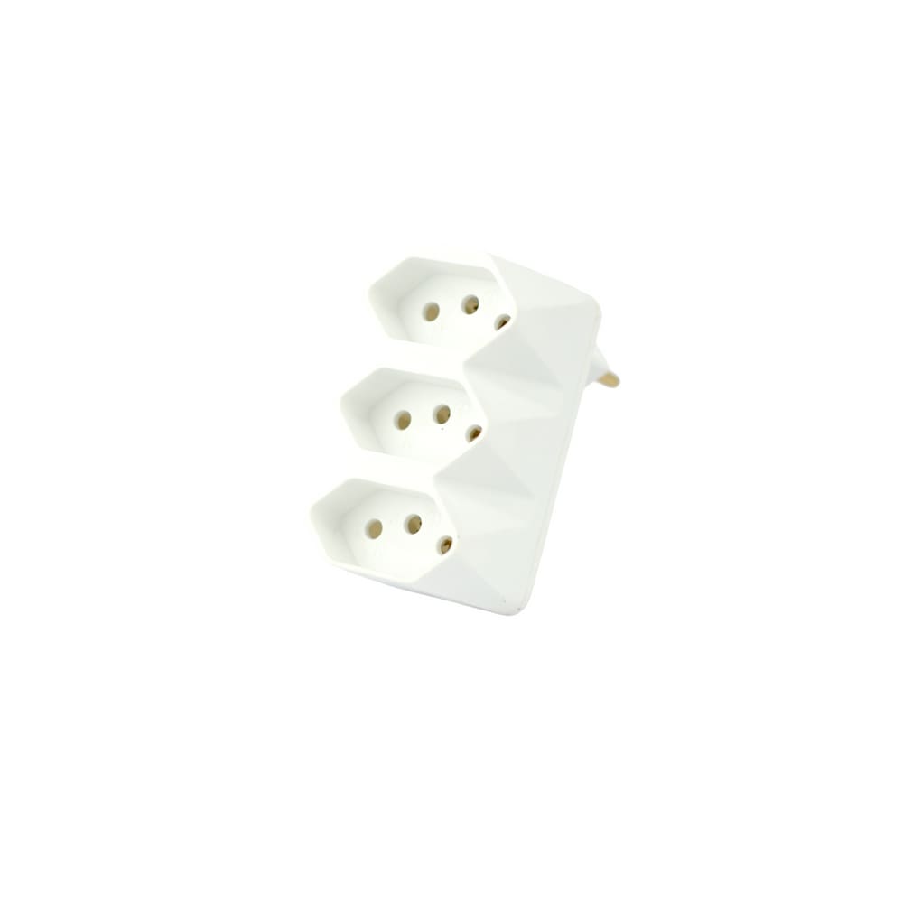Adaptador Multiplicador 2P+T - T de 1 Para 3 Tomadas