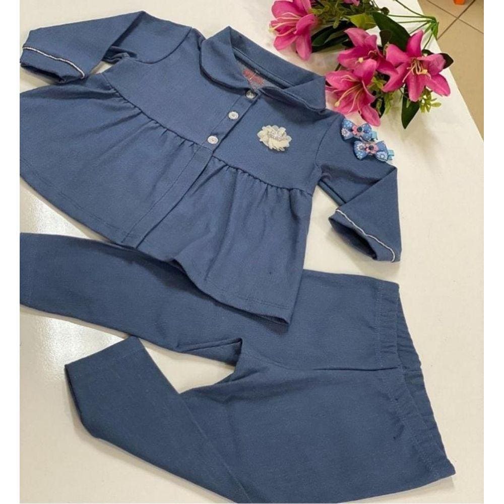 Conjunto bebê - blusa e legging cotton jeans