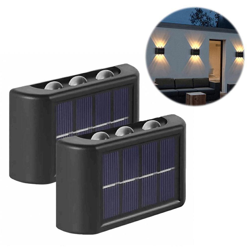 Kit 2 Arandela 6 Leds Meia Lua Luz Potente Solar Fotocélula