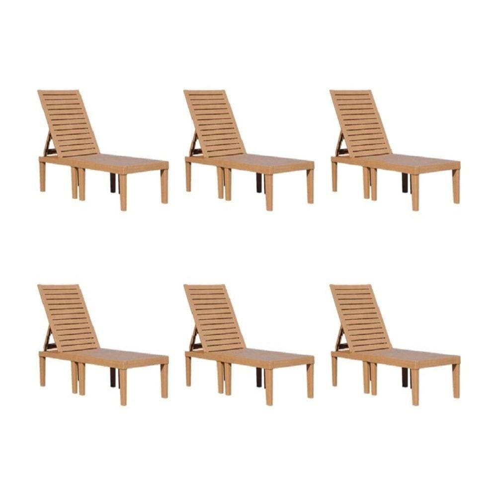 Kit com 6 Unidades Espreguiçadeira Copacabana Marrom