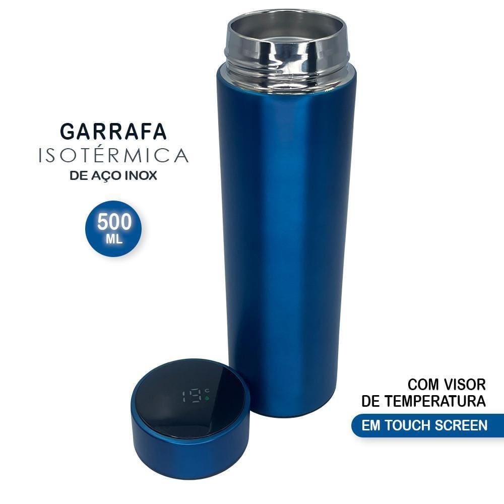 Garrafa Térmica Squeeze Até 24 Horas Com Medidor Tempratura