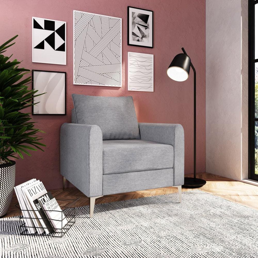 Poltrona para Sala de Estar Br 0,10 1 Ass 0,55 Davos Cinza