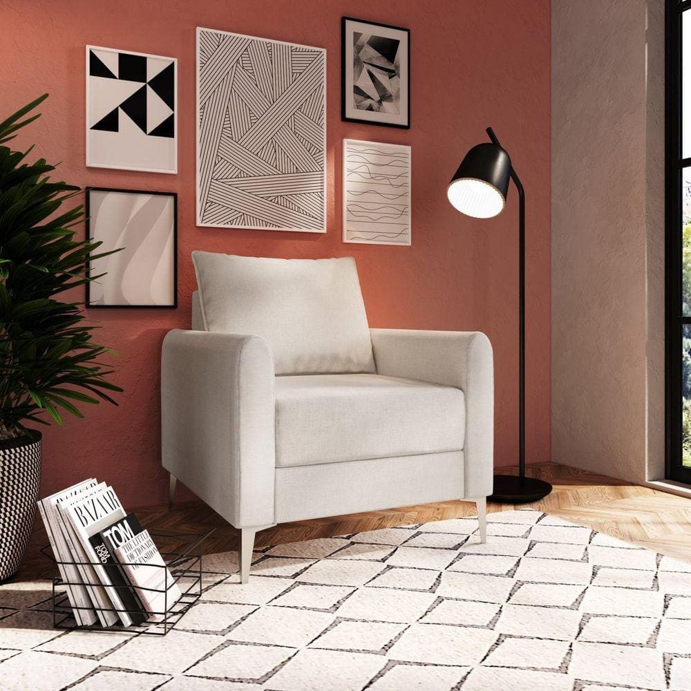 Poltrona para Sala de Estar Br 0,10 1 Ass 0,55 Davos Off White