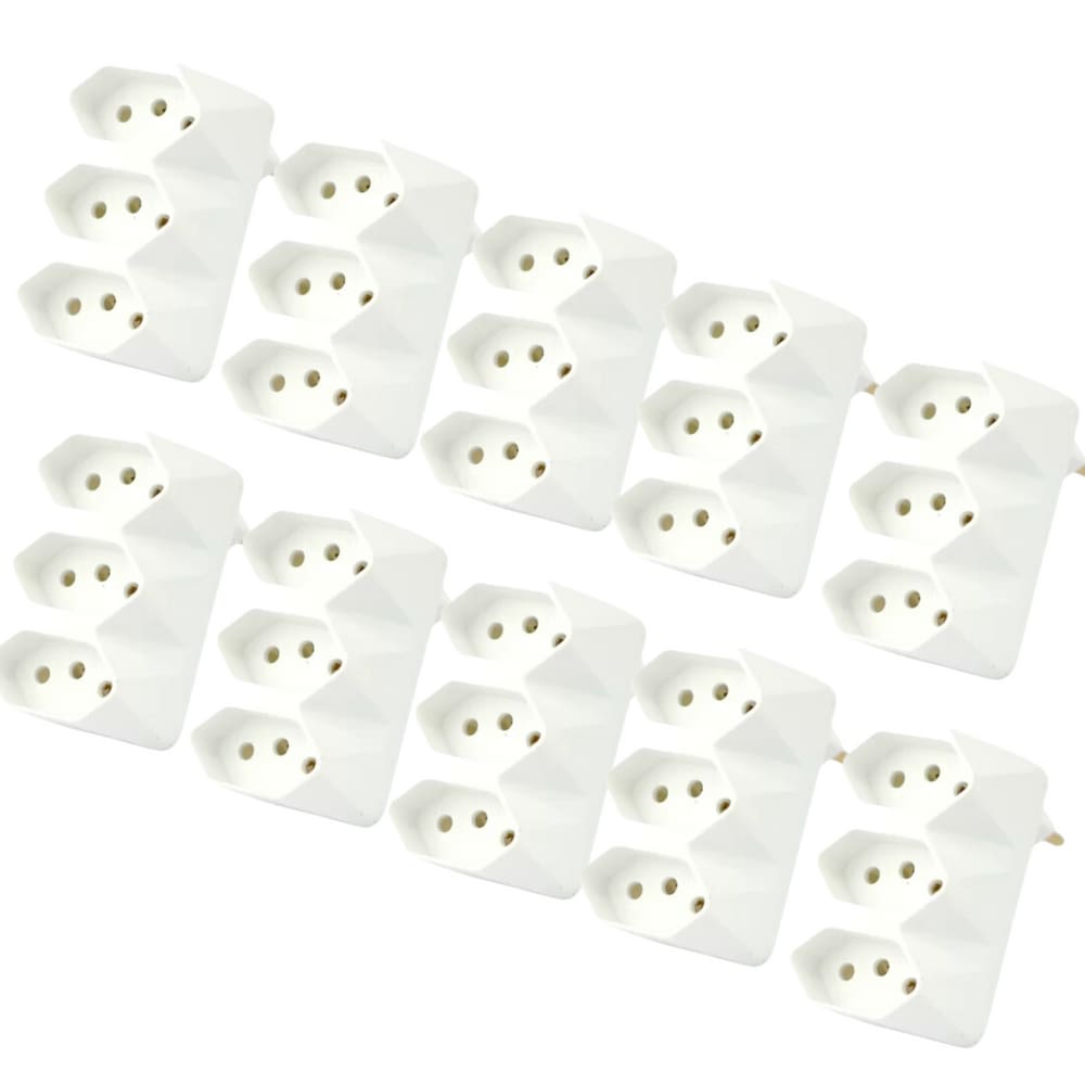 Kit 10 Adaptador Tomada 2P+t Branco