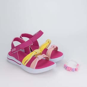 Sandália Infantil Papete Kidy Fly Pink com Pulseira Love