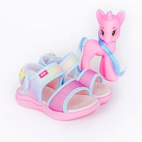 Sandália Papete Infantil Kidy Ultra Leve Azul Rosa Unicórnio