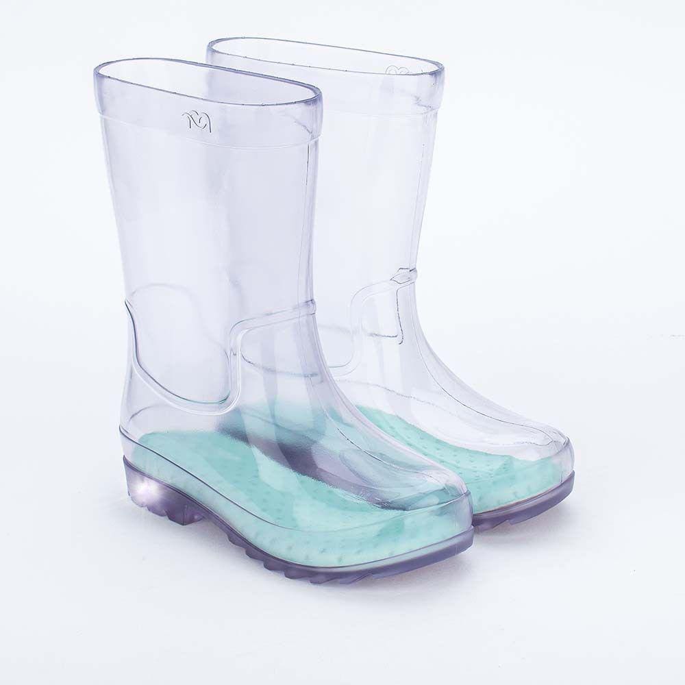 Galocha Infantil Led Mar e Cor Splash Verde Transparente