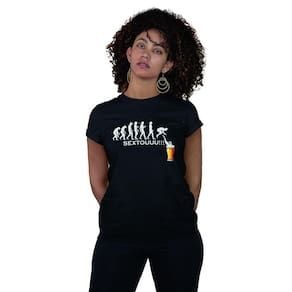 Camiseta Feminina Evolução Cerveja Sextou Happy Hour Humor