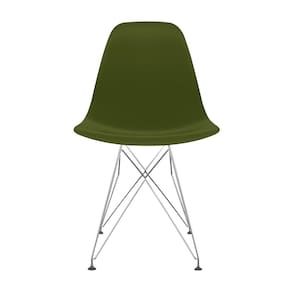 Cadeira para Sala de Jantar Eames Pp Eiffel Verde Militar