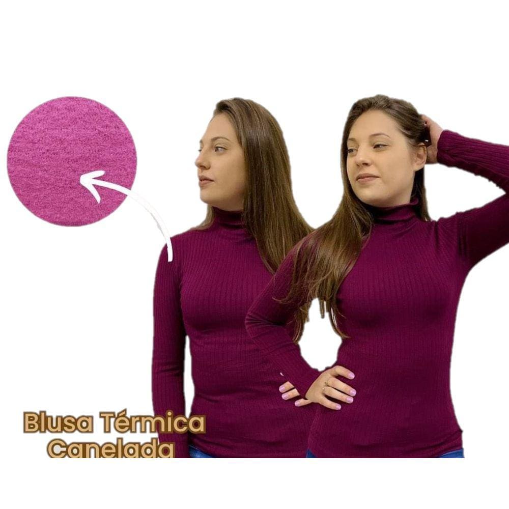 Blusa Segunda Pele Térmica Canelada Feminina Gola Alta