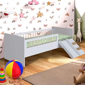Cama Infantil Com Colchão Ortobom E Grade De Proteção 135cm x 193cm Branco Dmitri Shop Jm